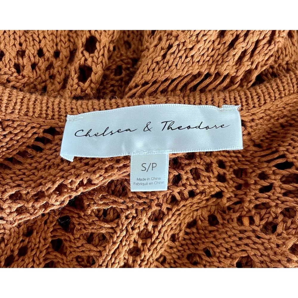 CHELSEA & THEODORE Women's Rust Long Acrylic Cardigan Sweater-PETITE SMALL - Picture 3 of 6